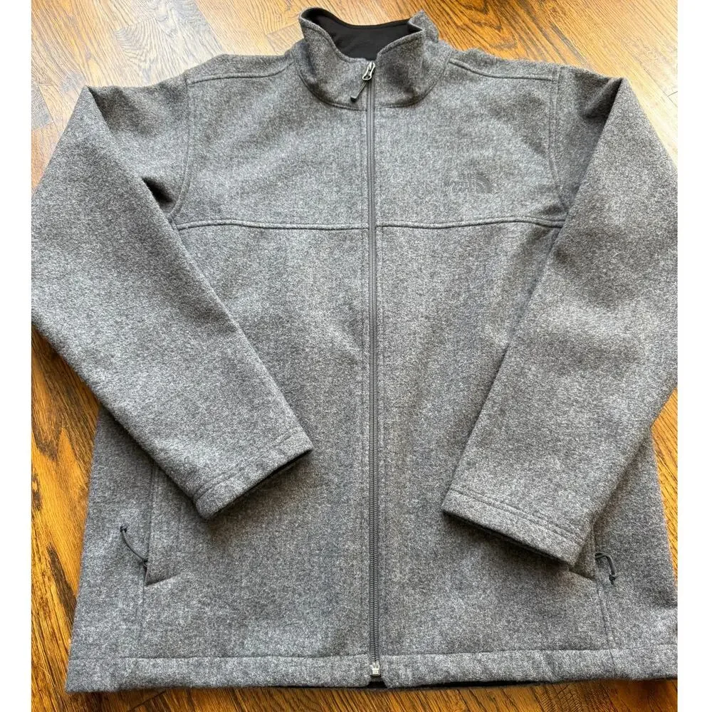 The North Face Mens M Grey Wool Blend Denali Full Zip Fleece Interior Jacket